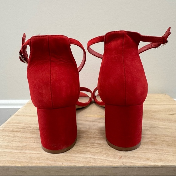 Aldo Red Villarosa Block Heel Ankle Strap Sandals 7 - Picture 5 of 7